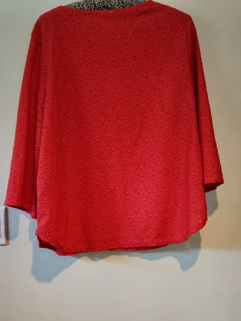 Ruby Rd. Melon Eyelet Bow-Shoulder Blouse - Picture 7 of 7